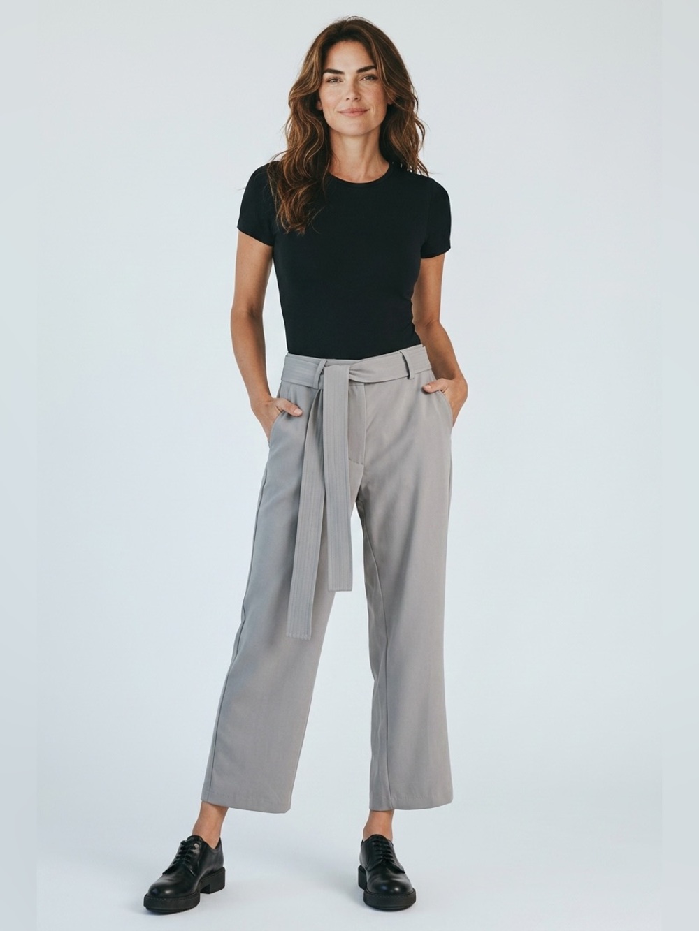 Quince Stretch Crepe Paperbag Pants High Rise Gray Size 2